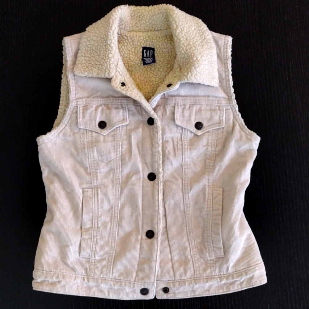 Gap Women's, Fleece Lined Corduroy Jeans Jacket Vest XS